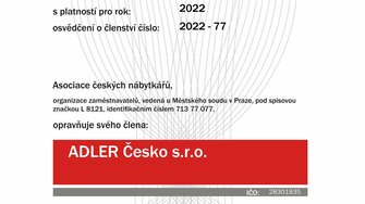 Certifikát: Osvědčení o členství v Asociaci českých nábytkářů_2022